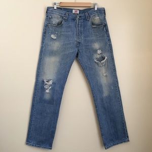Levi's 501 Button Fly Distressed Denim Jeans